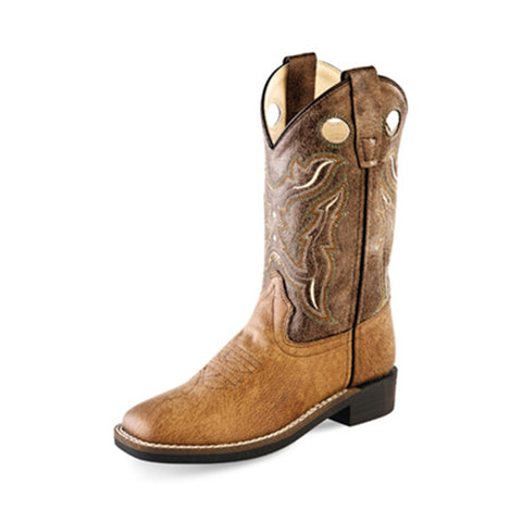 Old West Kid's Brown Crackle Western Boots