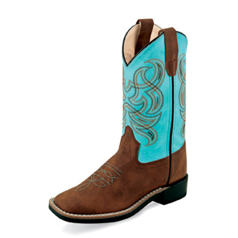 Old West Kid's Turquoise/Brown Western Boots