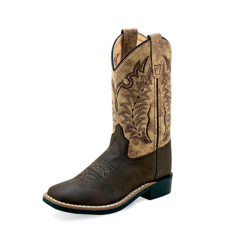 Old West Kid's Tan & Brown Western Boots