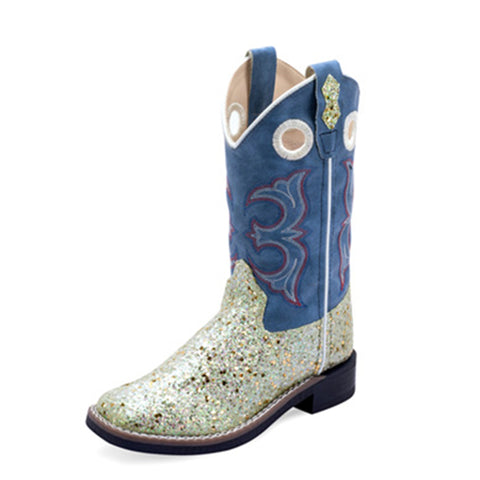 Old West Kid's Multi Glitter/ Blue Boots