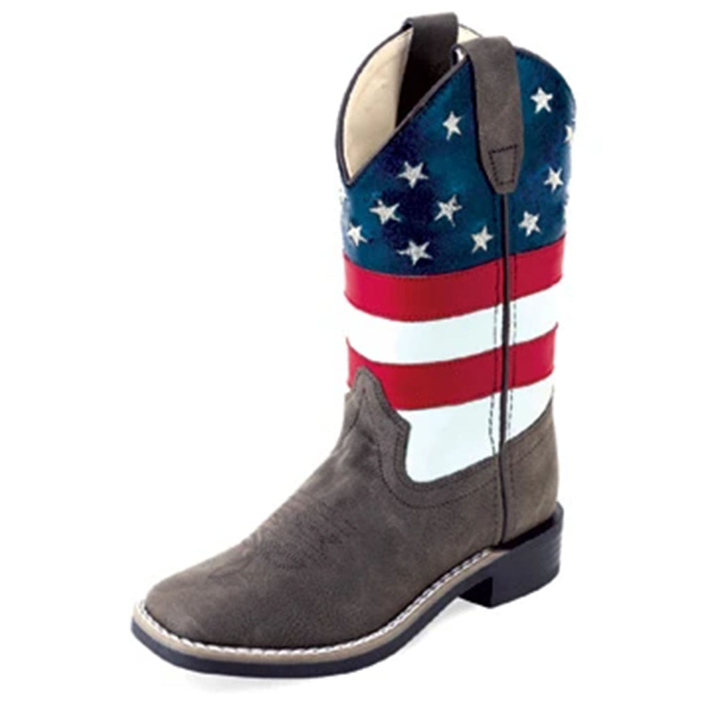 Front and side view of kid's Flag Boots