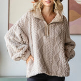 Women's Beige Argyle Textured Sweater