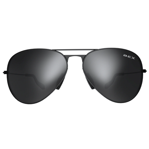 Bex Wesley Sunglasses. They have a black metal frame with gray tinted lenses