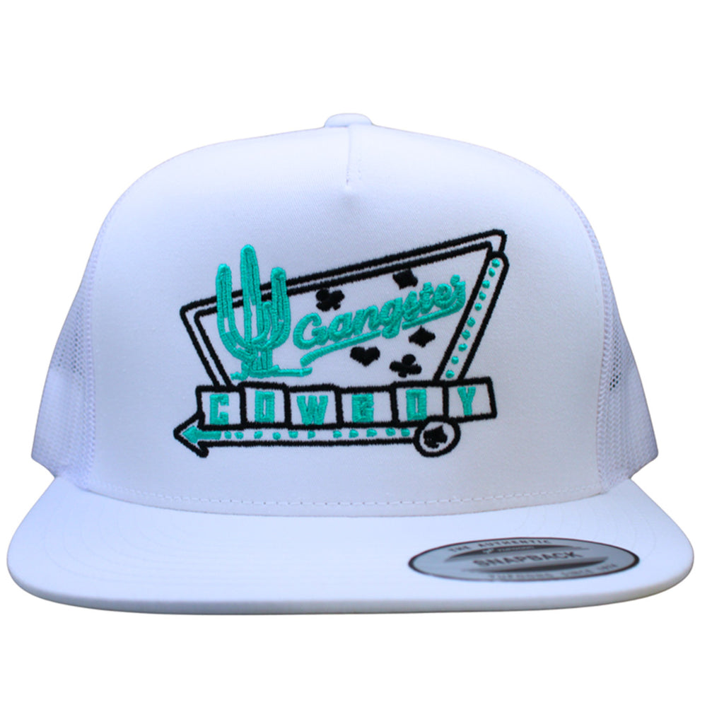 Gangster Cowboy Black White and Turquoise Cactus Jack Cap