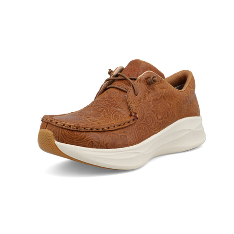 Brown Floral Tooled Slip-on Shoes