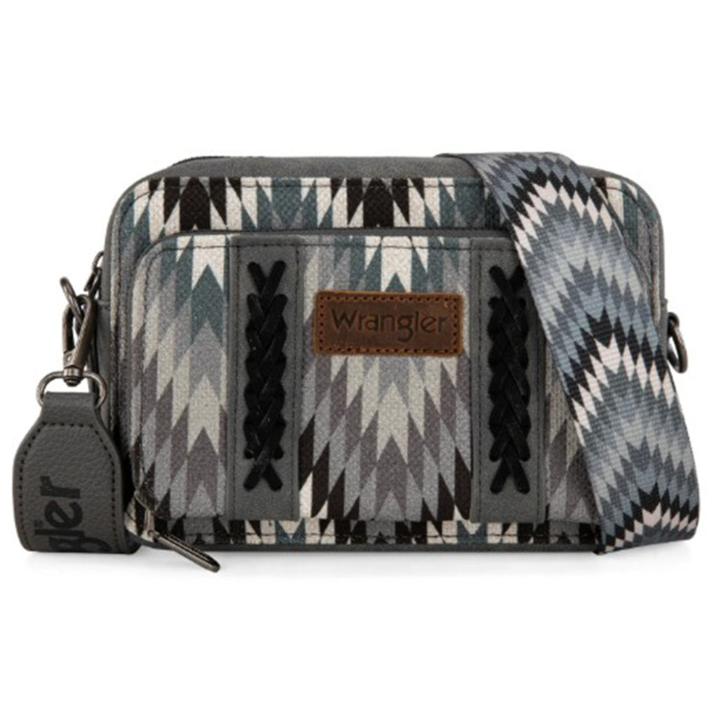 Wrangler Grey Aztec Dual Zipper Crossbody