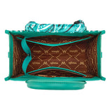Inside view of Wrangler Turquoise Paisley Bandana Crossbody Tote Bag 