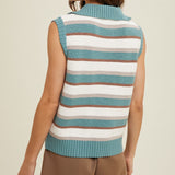 Women's Teal & White Stripe Sweater Vest