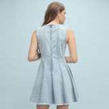 Denim Seam Flared Dress