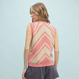 Tan & Rose Chevron Southwest Vest