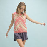 Tan and Rose Chevron Sweater Vest
