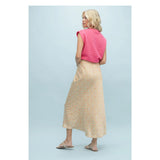 WOMEN"S FLORAL SATIN MIDI SKIRT BACK VIEW