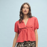 Poppy Collared Puff Short Sleeve Top