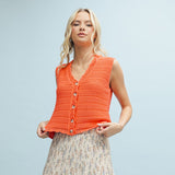 Papaya Colored Scalloped Sweater Vest
