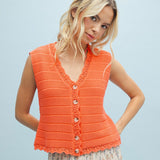 PAPAYA SCALLOPED BUTTON-UP SWEATER VEST