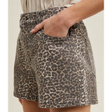 Women's Leopard Denim Shorts