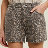 Leopard Denim Shorts