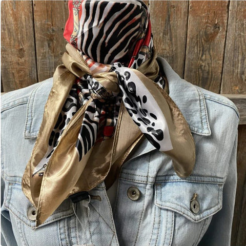 Red/Black and Gold Animal Print Wild Rag