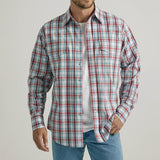 Wrangler Men's Navy/Red Plaid Snap Long Sleeve