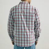 Wrangler Men's Navy/Red Plaid Snap Long Sleeve