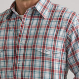 Wrangler Men's Navy/Red Plaid Snap Long Sleeve