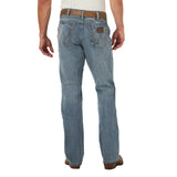Back side view of Wrangler Men's Retro Medium Wash Greeley Jeans 