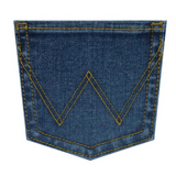 Wrangler W stitching on the butt pockets 