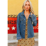 rhinestone, double chest pockets, denim, buttons 