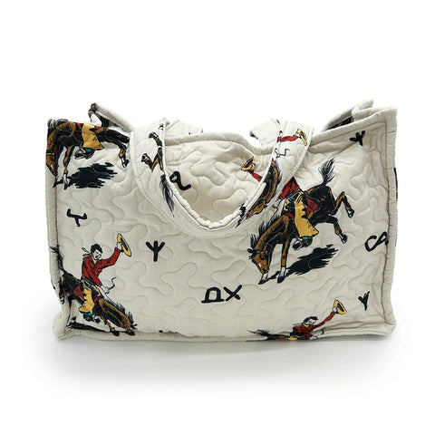 Women Lazy j linen quilted tote 