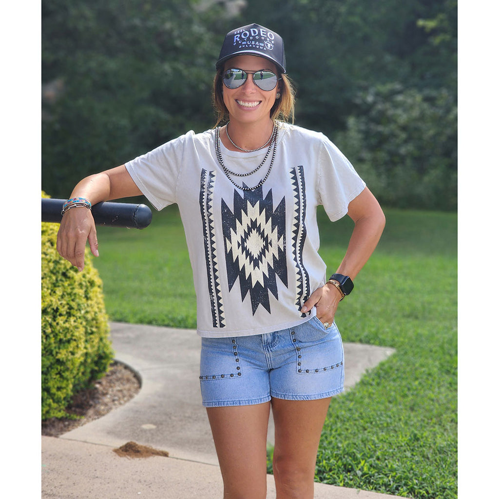 Navajo deign short sleeve, slightly cropped 