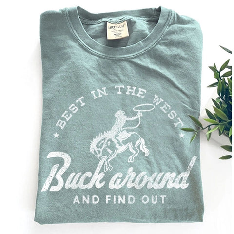 Women Tee, Bucking Horse, Best in the west writing 