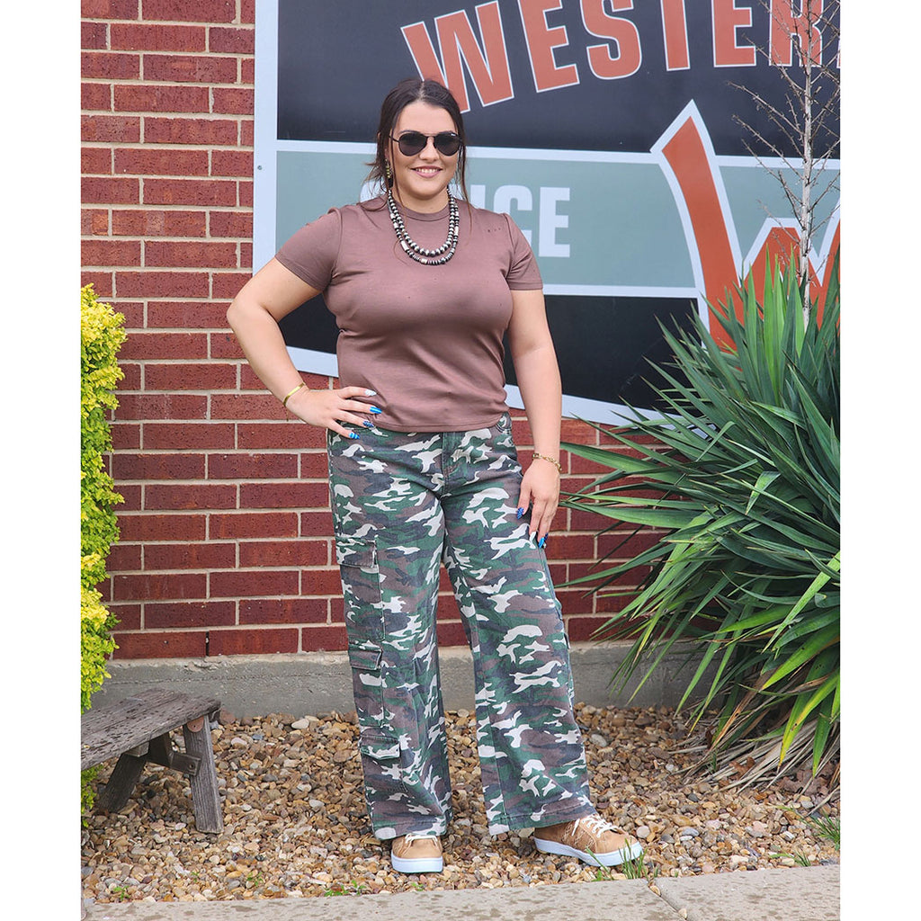 Utility Camo Wide Leg Jeans 