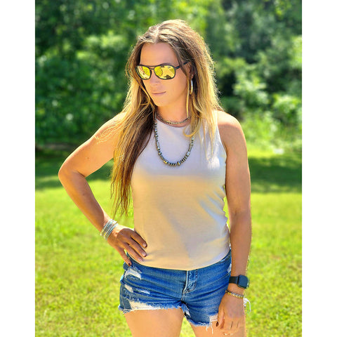 Tan Basic Cloud Tank Top 
