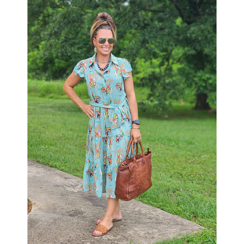 Western Theme Flutter Dress, Tie Belt 