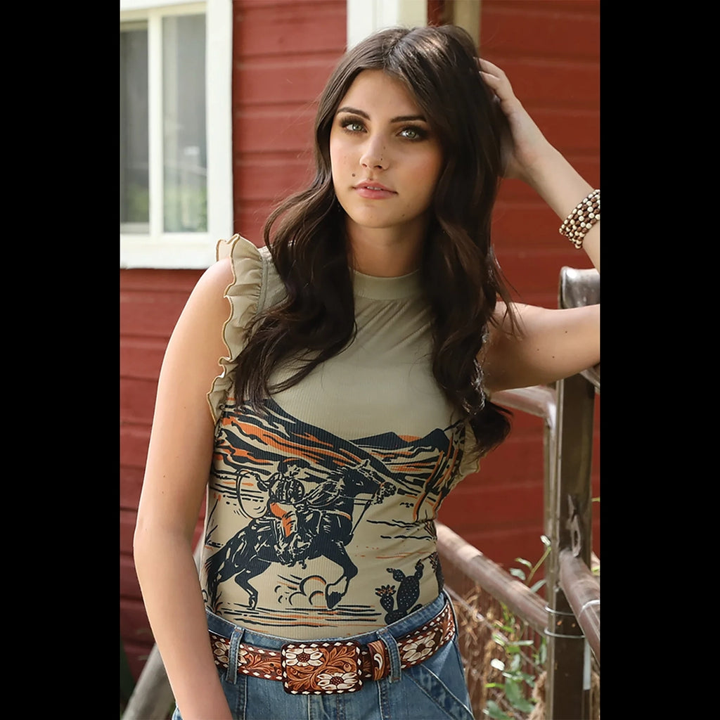 sleeveless tank tip with ruffles 