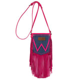 Wrangler Hot Pink Leather Fringe Denim Purse