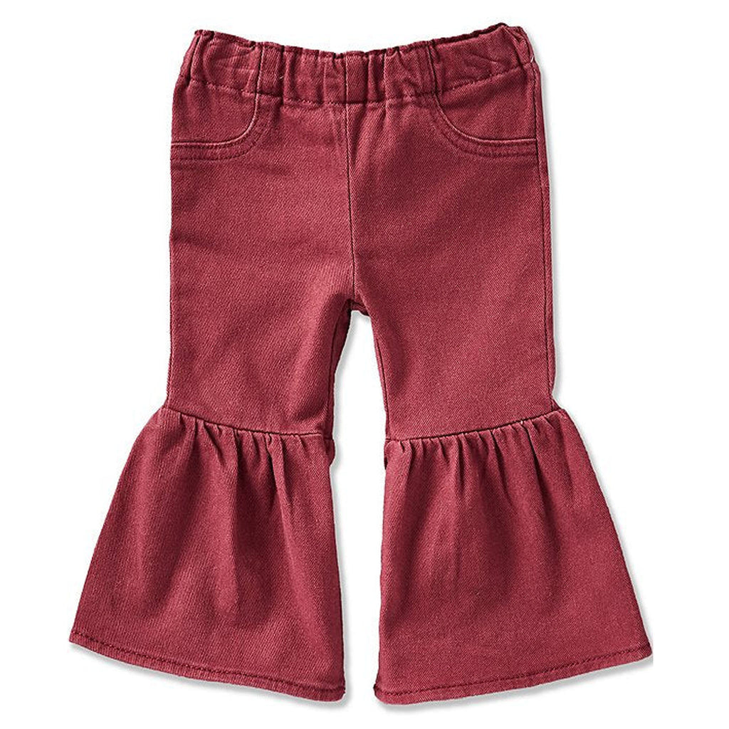 Wrangler Baby Girl's Burgundy Flare Jeans- Front