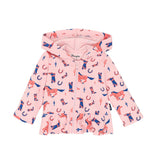 Pink Girls. zip up jacket, cowboy print, fleece lining 