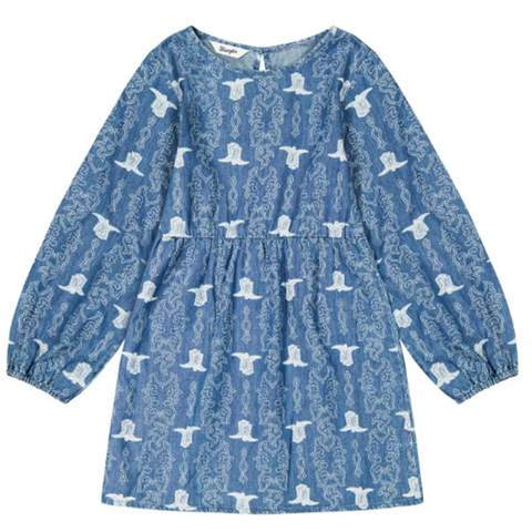 Denim dress, with boot design 