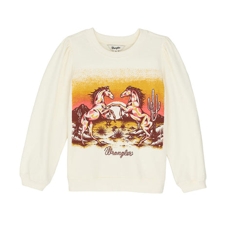 Horse graphic puff long sleeve crew neck 