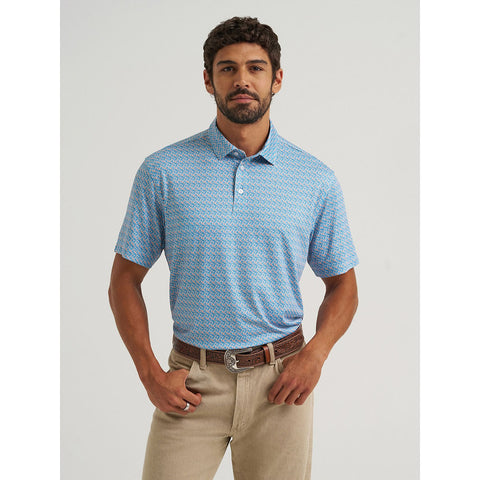 Wrangler Papaya Punch polo, collar, three white buttons 
