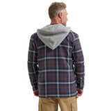 Navy/Red Hooded Flannel Jacket Back View