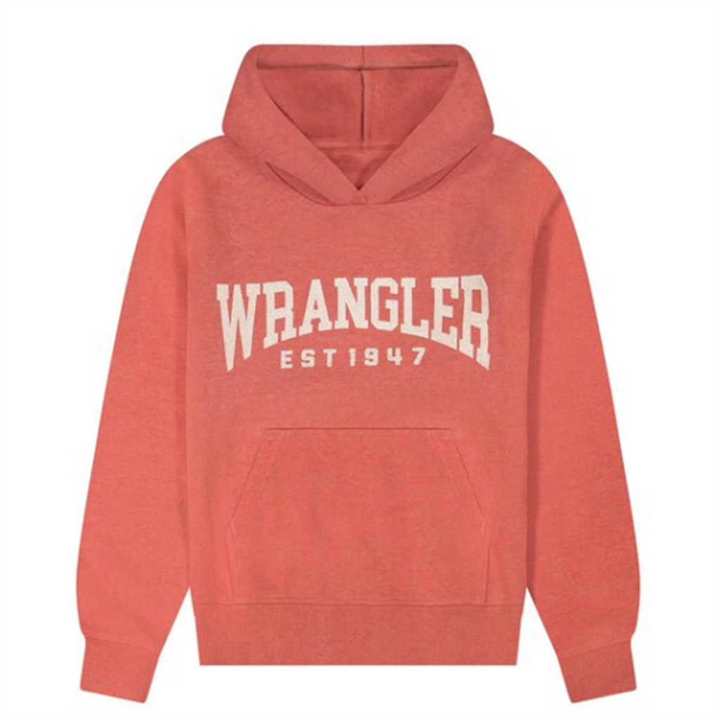 Hoodie, wrangler across the chest, kangaroo pocket 