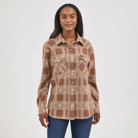Wrangler Woman brown plaid shacket 