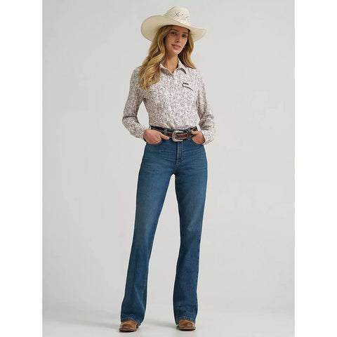 Horse Print, Long Sleeve, Wrangler, Pearl Snaps, Double chest pockets 