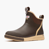 Front and side view of XtraTuf Men's Brown Ankle Deck Boot
