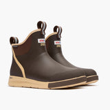 Front and side view of both XtraTuf Men's Brown Ankle Deck Boots