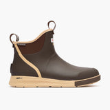 Heel to toe side view of XtraTuf Men's Brown Ankle Deck Boot