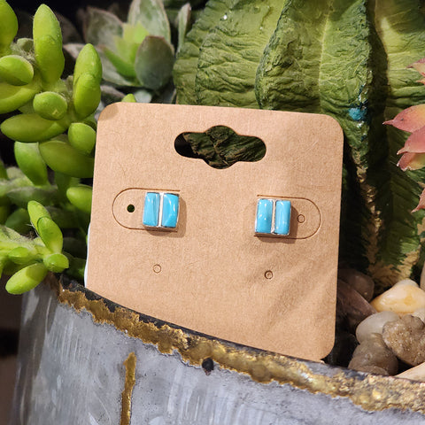 Sterling silver stud earrings with turquoise bars
