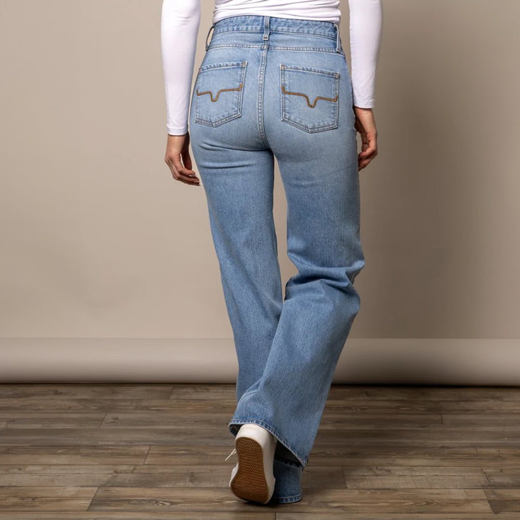 Kimes Ranch women’s Zoey jeans with flattering Western fit and classic denim style, back view.
